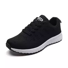 Mulheres sapatos casuais moda respirável andando malha sapatos planos tênis feminino 2021 ginásio sapatos vulcanizados branco calçado feminino - Wolf Magazine
