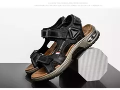 Sandálias masculinas de verão de couro genuíno, chinelos masculinos, gladiador, praia, macio, confortável, ao ar livre, sapatos vadeando, marca, 38-46 - Wolf Magazine