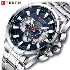 Curren-relógio de pulso masculino, quartzo, aço inoxidável, à prova d'água, com cronógrafo, marca de luxo, esportes, para homens