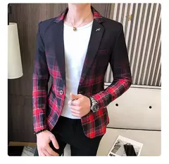 Jaqueta de terno casual xadrez masculina, baile masculino, blazer social, casaco fino, roupa de anfitrião, moda boutique - Wolf Magazine