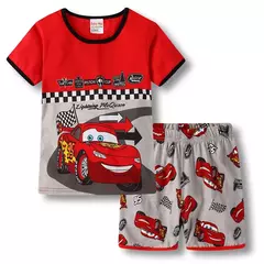 Imagem do Conjunto de pijamas de manga curta infantil Pijamas de algodão, pijamas de carros, pijamas de verão, conjuntos de bebês meninos, meninas, crianças, novo