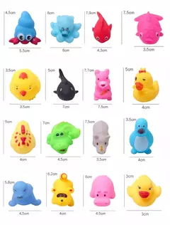 Imagem do Cute Animals Banho Brinquedo para Crianças, Flutuador De Borracha Macia, Squeeze Sound, Wash Play, Brinquedos De Água De Natação, Presentes Engraçados, 10 Pcs/Set