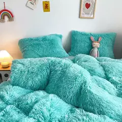 Conjunto de cama luxuoso preto macio, capa de edredão Shaggy, 2 fronhas, zíper, veludo macio, 3pcs - comprar online