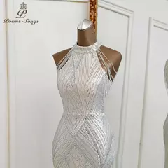 Imagem do Vestido De Noite De Sereia Prateado Para Mulheres, Vestido De Festa Sexy, Vestido De Noiva