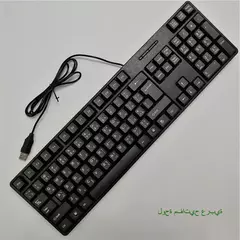 Teclado com fio USB com 104 teclas, teclado de jogo, computador, espanhol, francês, russo, árabe, letra - Wolf Magazine