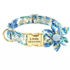 Personalizado Dog Collar e Leash Set, Nylon Imprimir Cães ID Coleiras, Pet Chumbo Corda Belt, Flor Acessórios, Small Medium Large Dogs