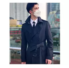 Longo blusão homens, off white casaco duplo à prova de chuva, cavalheiro britânico, à prova de chuva e respirável, forro de lã gabardine - loja online