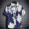 Camisas havaianas casuais masculinas de manga curta, tops florais soltos, roupas