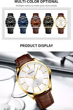 CURREN-Relógios masculinos de quartzo com pulseira de couro, marca de luxo superior, relógio de negócios, novo na internet