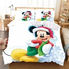 Imagem do Natal mickey minnie jogo de cama capa edredon fronha casa têxtil roupa crianças presente cama king size conjunto