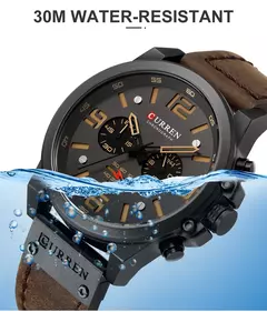 CURREN-Relógio de quartzo de couro genuíno impermeável masculino, relógio de pulso, cronógrafo, militar, esporte, marca de luxo - loja online