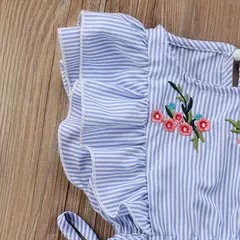 Criança crianças bebê menina flor listra plissado macacão roupas roupas - comprar online