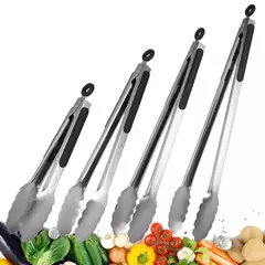Pinças de churrasco longas em aço inoxidável, alça antiderrapante, grampo de churrasco frito, braçadeira de pão de salada, ferramentas de cozinha, carne comida clip, 9 in, 12 in, 16 in - loja online