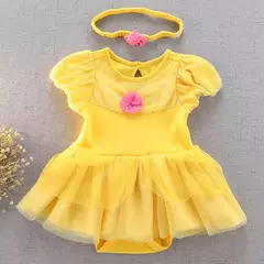 Imagem do Baby Romper TUTU Vestido Com Headband Infantil Baby Princess Girl Roupas Tamanho 3-18M Cute Design Baby Dress Party Trajes