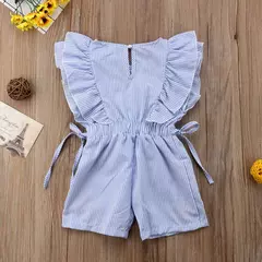 Criança crianças bebê menina flor listra plissado macacão roupas roupas - comprar online