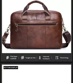 BULLCAPTAIN Maleta Ombro Messenger Bags dos homens de couro genuíno de 14 polegadas Laptop Bag Maleta dos homens Office Business Handbag - Wolf Magazine