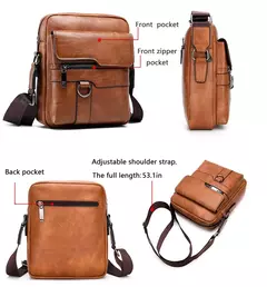 JEEP BULUO-Bolsa de Ombro Couro para Homens, Crossbody Bolsas, Split Vaca, Masculino iPad Business Messenger Bag, Drop Shipping - comprar online