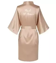 Imagem do Vestes de seda cetim para mulheres plus size, roupão de casamento, vestido de dama de honra, vestido feminino, roupa de dormir, dama de honra, ouro rosa