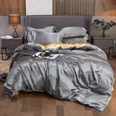 Monocromático Rayon Satin Conjunto de cama, luxo Kit Duvet Cover, Twin Queen e Cama King Size, 2PCs, 3PCs, 4PCs - Wolf Magazine