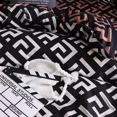 Conjunto de cama preto luxuoso, roupa de cama de poliéster, capa de edredão, manta de pássaro, anime com fronha king size, tamanho completo, moderno - comprar online