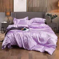 Monocromático Rayon Satin Conjunto de cama, luxo Kit Duvet Cover, Twin Queen e Cama King Size, 2PCs, 3PCs, 4PCs - loja online