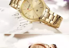 CURREN Relógio Dourado Feminino Relógio com Pulseira de Aço para Mulheres Relógio Feminino 9007