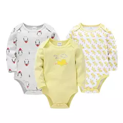 Imagem do Kavkas-bebê meninos e meninas bodysuit, macacão de manga comprida, 100% algodão, roupas recém-nascidas, roupas de bebê, 0-12 meses, 6 pcs, 3 pcs