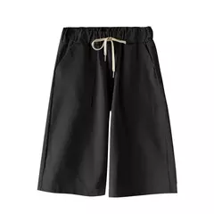 Shorts de algodão para mulheres, calças de lazer de pernas largas, cintura solta elástica com cinto, tamanho grande, 7XL, 8XL, verão - loja online