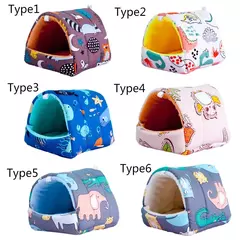 Cute Cartoon Sleeping Bed for Pet, Mini Cage, Coelho, Esquilo, Ninho de cobaia, Ratos pequenos, Rato, Casa de hamster, Tapete macio quente, Inverno - comprar online
