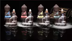 O pequeno monge censer criativo casa decoração pequeno buda incenso titular backflow queimador de incenso uso em casa de chá - loja online