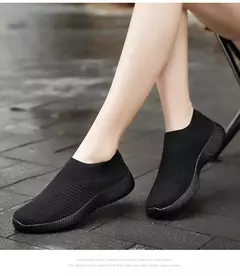 Tênis slip-on vulcanizados para mulheres, sapatos baixos, mocassins ambulantes, plus size 42, alta qualidade - loja online