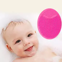 Imagem do Baby Silicone Bath Brush Cradle Cap Scrubbers Esfoliante e Massaging Brush Scalp Care Scrubber para cuidados com o cabelo e com o corpo