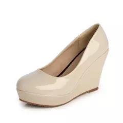 LIHUAMAO-Bombas de couro para mulheres, saltos rosa, sapatos de plataforma, cunhas, salto alto, senhora do escritório, sapatos de trabalho, festa, casamento - comprar online