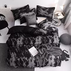 Conjunto de cama preto luxuoso, roupa de cama de poliéster, capa de edredão, manta de pássaro, anime com fronha king size, tamanho completo, moderno - comprar online