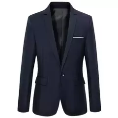 Blazer fino monocromático para homens, jaqueta de escritório masculina, tamanho grande, preto e azul, casaco de casamento coreano