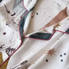 Pijama de manga comprida para senhoras, pijamas, pijamas femininos, 100% viscose, plus size, 3XL, novo para primavera e verão - loja online