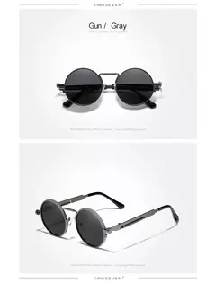KINGSEVEN-Gothic Steampunk Polarized Sunglasses para Homens e Mulheres, Frame de Metal Redondo, Brand Designer, Alta Qualidade, Vintage - loja online