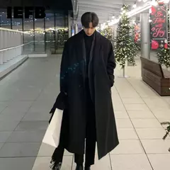 IEFB-Sobretudo de lã de peito único masculino, casaco casual solto, manga longa, tendência coreana, moda outono, inverno, novo, 9D1655