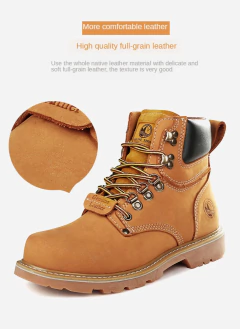 Imagem do Sapatos de caminhada homens botas de caça à prova dwaterproof água tático deserto combate tornozelo botas trekking sapatos femininos trabalho couro caminhada tênis