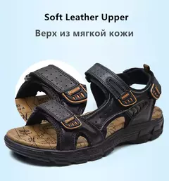 Venda quente sandálias masculinas de verão ao ar livre antiderrapante sandálias de praia masculinas feitas à mão sapatos masculinos de couro genuíno moda tênis - loja online