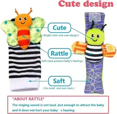 Brinquedos chocalho dos desenhos animados do bebê, brinquedos macios do luxuoso, conjunto chocalho do pulso do pé, desenvolvimento recém-nascido, brinquedos educativos para crianças, 0-24 meses - comprar online
