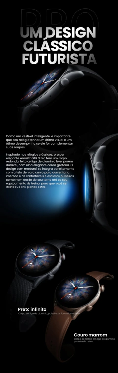 Amazfit gtr 3 pro gtr3 pro GTR-3 pro 46mm smartwatch amoled display zepp os app 12 dias relógio de vida útil da bateria 150 + modos esportivos - comprar online