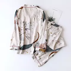 Pijama de manga comprida para senhoras, pijamas, pijamas femininos, 100% viscose, plus size, 3XL, novo para primavera e verão