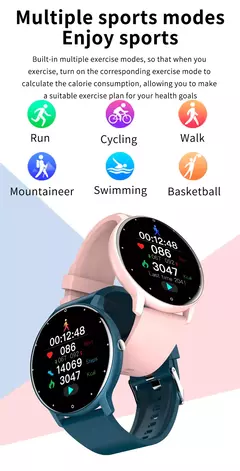 Bluetooth Smart Watch para Homens e Mulheres, Pulseira de Fitness, Monitor de Freqüência Cardíaca, Chamada, Esporte, iOS, Android - comprar online