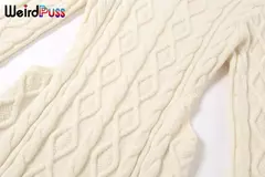 Weird Puss-Mini Vestidos de Gola Alta Elástica Feminina, Tricô Chique, Sem Costas, Manga Comprida, Soft Bodycon, Streetwear, Sexy, Outono na internet