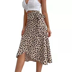 Benuynffy-Saia lateral com gravatas boho estampadas boho, cintura alta, assimétrica, altura do joelho, linha A, feminina, casual, elegante, verão - loja online