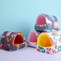 Imagem do Cute Cartoon Mini Cage para Pet, Cama de dormir, Soft Mat, Casa, Coelho, Esquilo, Cobaia, Ninho, Animal pequeno, Ratos, Rato, Hamster, Inverno, Casa