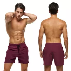 Imagem do Escadch-Shorts Masculina Clássico Cor Sólida Malha Respirável de Forro com Bolsos com Zíper, Moda Banho Verão, Calções de Ginástica, 2022
