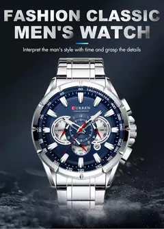 Curren-relógio de pulso masculino, quartzo, aço inoxidável, à prova d'água, com cronógrafo, marca de luxo, esportes, para homens na internet