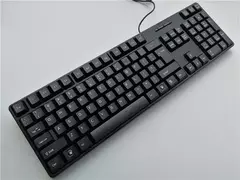 Teclado com fio USB com 104 teclas, teclado de jogo, computador, espanhol, francês, russo, árabe, letra - comprar online